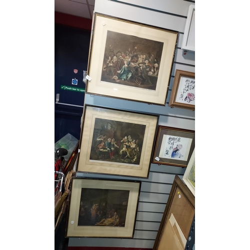 118 - 3 Framed Old Time Scene Prints Signed E.Jackson Studart?