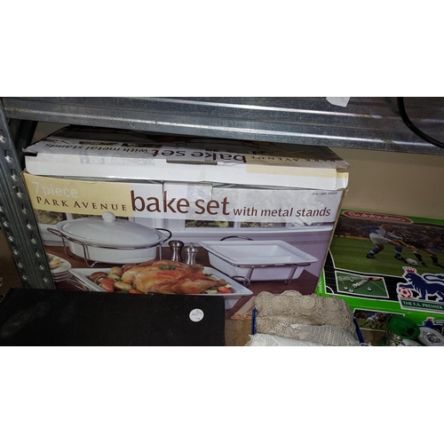 197 - 7 Piece Park Avenue Bake Set With Metal Stands, Unused In Original Box