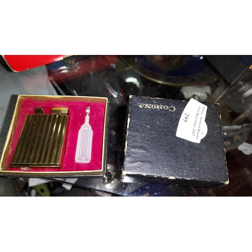 295 - Corona Gold Plated Lighter In Original Box