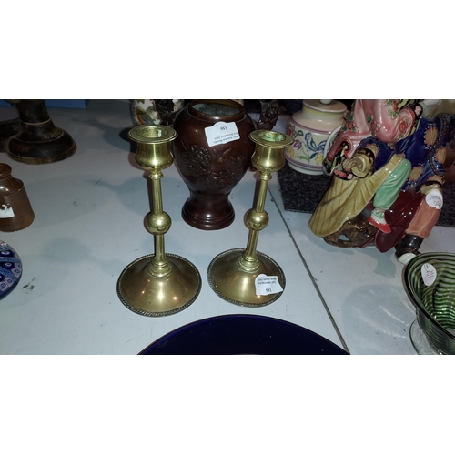 531 - Pair Of London Named Leuchars Brass Candle Sticks