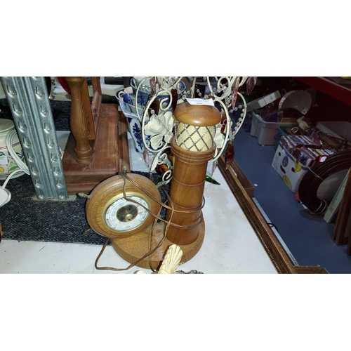 537 - Lands End Light House Table Lamp With Barometer