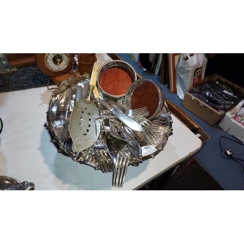 538 - Large Selection Of Silver Plated Items Including Cutlery And Coasters