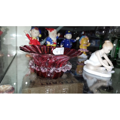 417 - Cranberry Glass Bowl Circa 1888