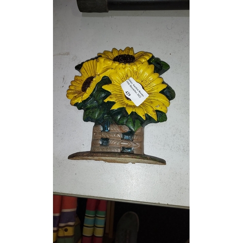 429 - Cast Iron Sunflower Door Stop