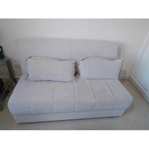 676 - Grey Bed Settee Some Staining To The Seat Width Of 142cm When Laid Flat Bed Equals 191cm