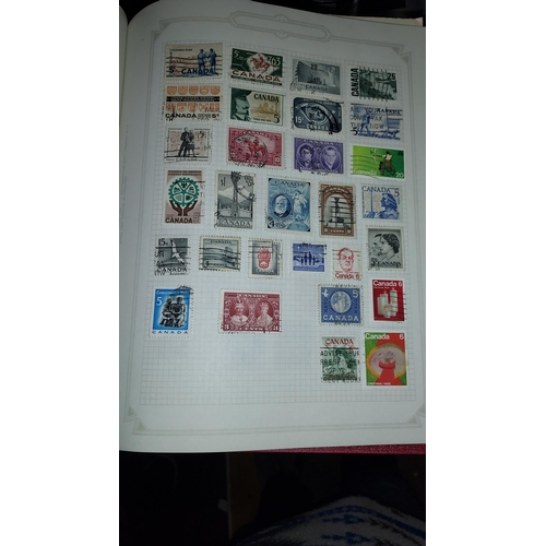 410 - Old Red Album Full Of Stamps Of World