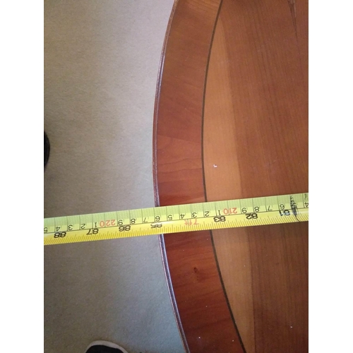 673 - Yew Wood Extending Table 216cm x 100cm Fully Extended, Centre Leaf Measures 55cm With 6 Matching Cha... 