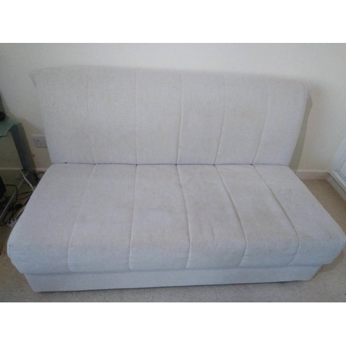 676 - Grey Bed Settee Some Staining To The Seat Width Of 142cm When Laid Flat Bed Equals 191cm