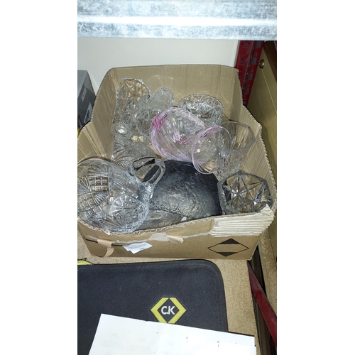 Box Of Quality Crystal Including Caithness Vase