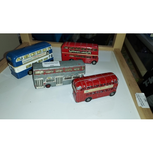 192 - Diecast Bus Toys, 2 Dinky, 1 Corgi Plus 1 Other. Some In Played Condition