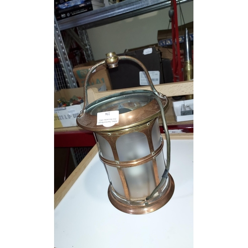 236 - Copper Oxidised And Vaseline Glass Lantern C.1900 15