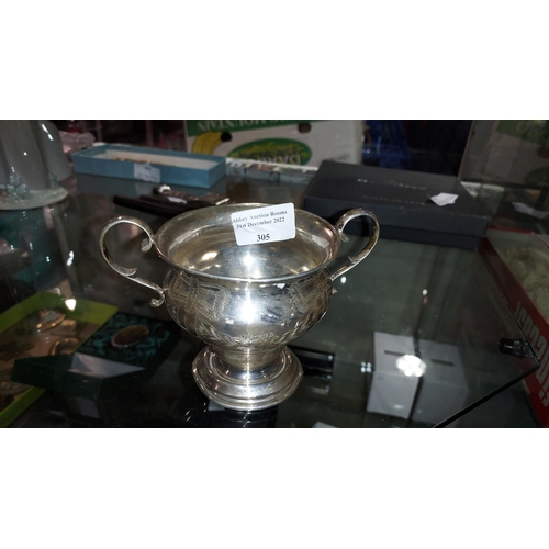 305 - Silver Decorative 2 Handled Cup. 142.2 Grams