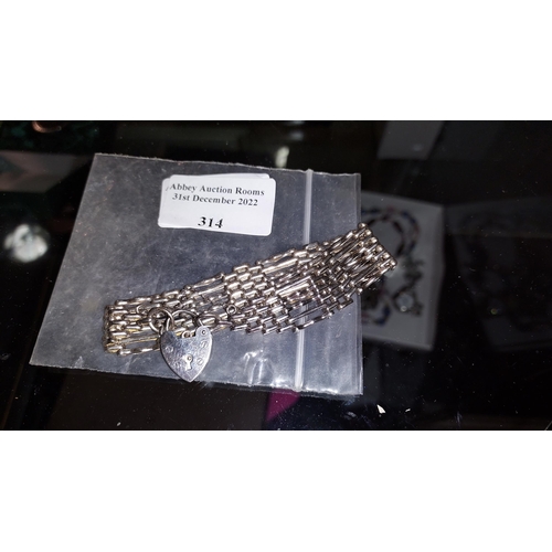 314 - Silver 5 Bar Gate Bracelet. Total Weight 22.1 Grams