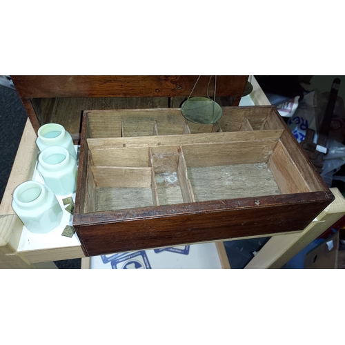 97 - Apothecary Medicine Box Plus Vaseline Glass Jars And Scales From Indian Mutiny