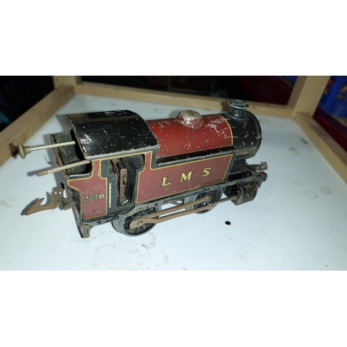 24 - Small Crate Of Tin Plate Hornby Carriages Plus LMS Tin Plate Wind Up Train No.2270