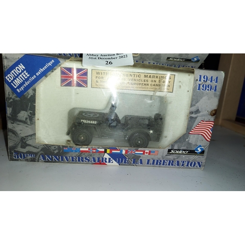 26 - Solido 50th Anniversary Of Liberation 1944-1994 Willies Jeep With Authentic Markings For Military Ve... 