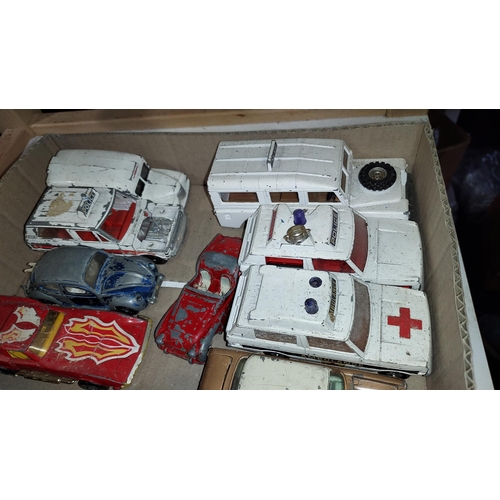 32 - Box Of Dinky And Corgi Diecast Vehicles, Mostly Police And Ambulances