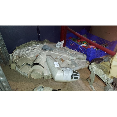 55 - Selection Of Star Wars Toys Including Millennium Falcon (Some Pieces Missing) , Fighter Plane, Tank,... 