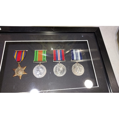 107 - Original Framed WW2 Medals, Burma Star, Defence Medal, War Medal And India Service Medal