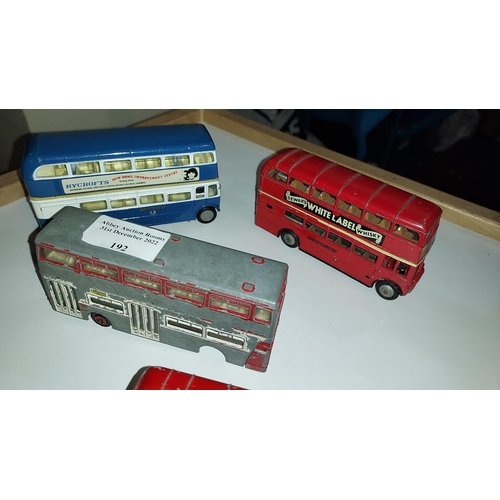 192 - Diecast Bus Toys, 2 Dinky, 1 Corgi Plus 1 Other. Some In Played Condition