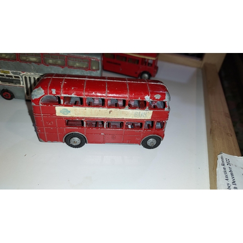 192 - Diecast Bus Toys, 2 Dinky, 1 Corgi Plus 1 Other. Some In Played Condition