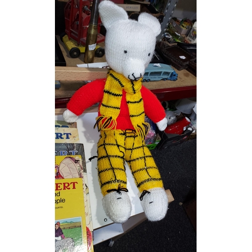 238 - Selection Of Rupert The Bear Items Including Knitted Bear And 5 Annuals Dated 1976, 1973, 1967 And 2... 