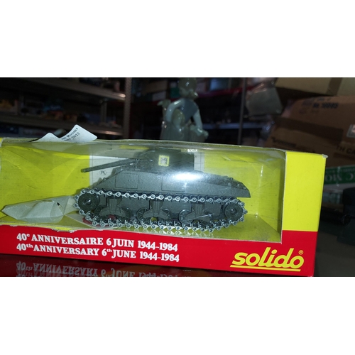 288 - Solido 40th Anniversary 6th June 1944-1984 Sherman M4A3 Tank In Original Box, Box Shows Age