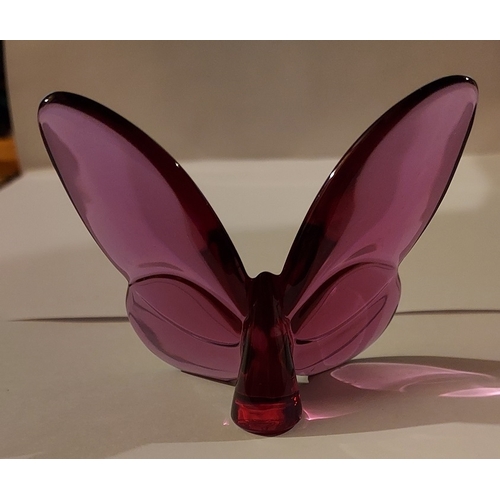 316 - Baccarat Peony Pappilion Lucky Butterfly Paperweight