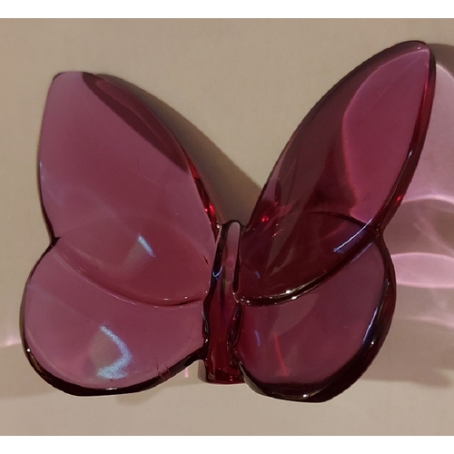 316 - Baccarat Peony Pappilion Lucky Butterfly Paperweight