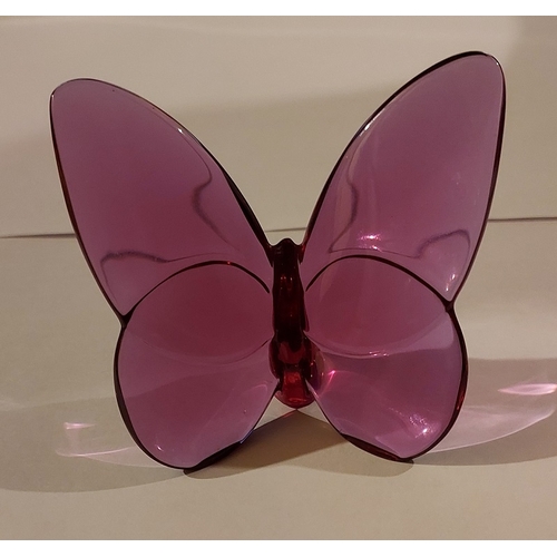 316 - Baccarat Peony Pappilion Lucky Butterfly Paperweight