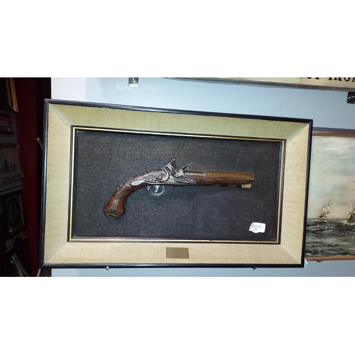 121 - Decorative Carved Flintlock Pistol On Board