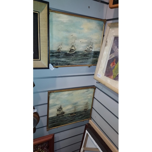 125 - 2 Small Framed Oil Paintings Of Boating Scenes Signed F.E. Dunstone Dated 1971