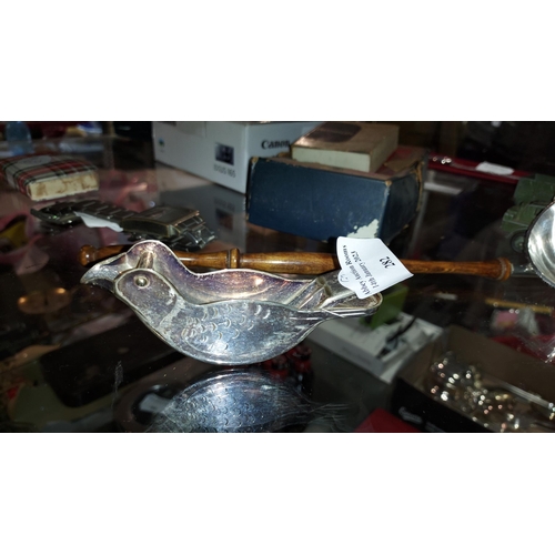 282 - Small Vintage Silver Plated Bird Style Egg Separator