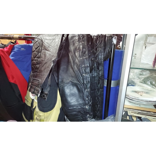 16 - 3 Pairs Of Motorcycle Leather Trousers Including Lewis Of London 76cm/30inches, JK Work Genuine Size... 