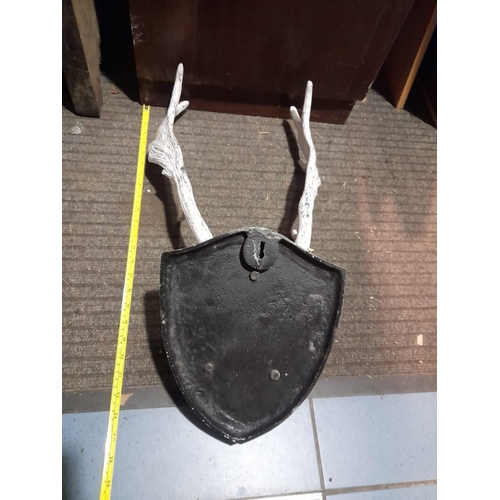 44 - Metal Stag Horns On With Metal Base/Wall Hanging