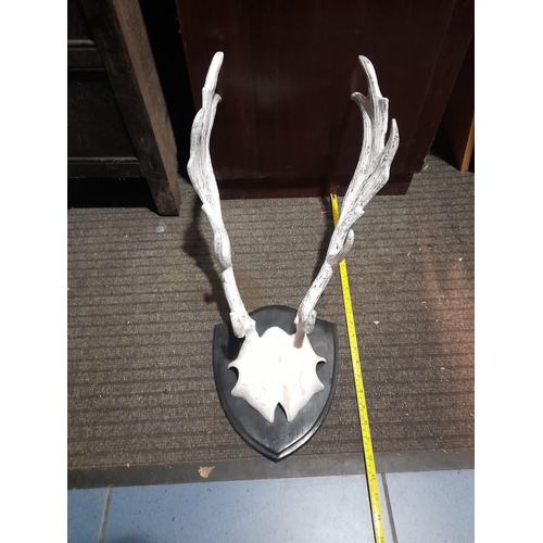 44 - Metal Stag Horns On With Metal Base/Wall Hanging