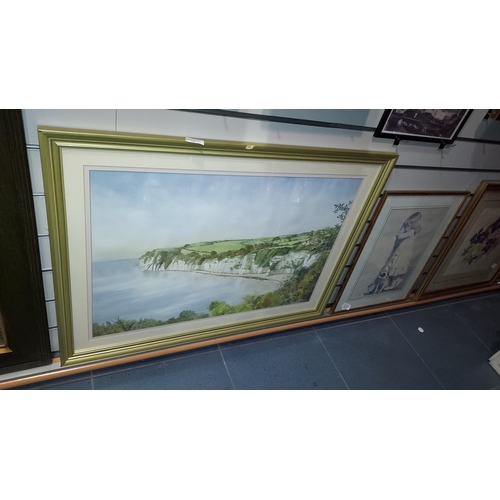 110 - Large Framed Print Of A Coast Line