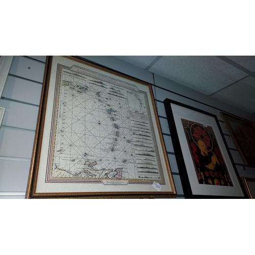 111 - Framed Chart Of The Antilles Published By Wm Faden 1784