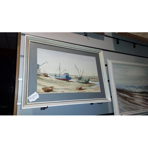 121 - Framed Watercolour Of Cockle Boats Morning By Alan Everard