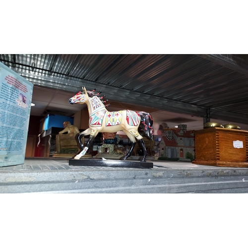 447 - The Trails Of Painted Ponies, Cheyenne Painted Rawhide, Item No. 12242 Artist Liz Chappie-Zoller. Da... 