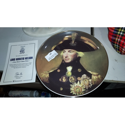 487 - Lord Horatio Nelson Collector Plate With Certificate But No Box