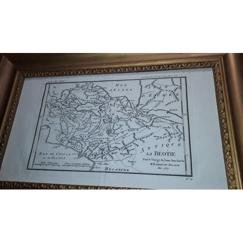 101 - Framed 1787 De Bocage & Barthelemy Antique Map Of Boeotia, Greece - City Of Thebes