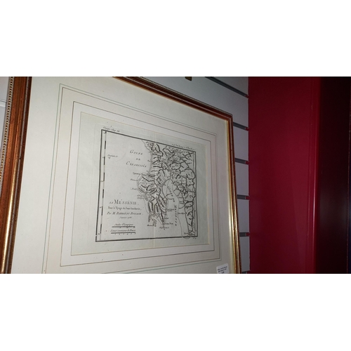 118 - Framed 1786 Bocage Map Of Messenia, Ancient Greece - After Jd Barbe Du Bocage Messenia, For The Voya... 