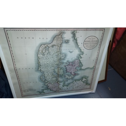 128 - Framed 1801 J Cary Map - A New Map Of The Kingdom Of Denmark Comprehending North And South Jutland, ... 