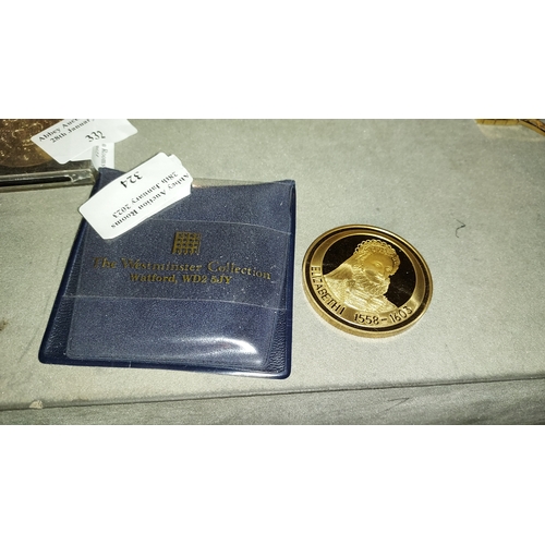 324 - 22Ct Gold Plated One Thousand Years Of Royal History Queen Elizabeth 1 1558-1603