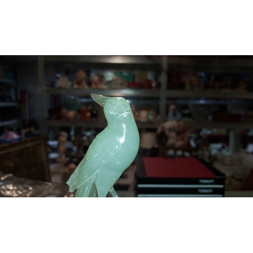 330 - Jade Bird Ornament, Missing 1 Talon, Slight Damage To Beak. Approx. 9