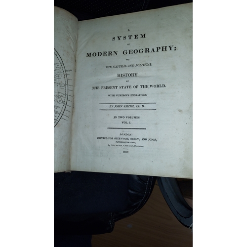 356 - A System Of Modern Geography By John Smith, 2 Volume Book Set, 1810. Approx. 90 Engravings Including... 