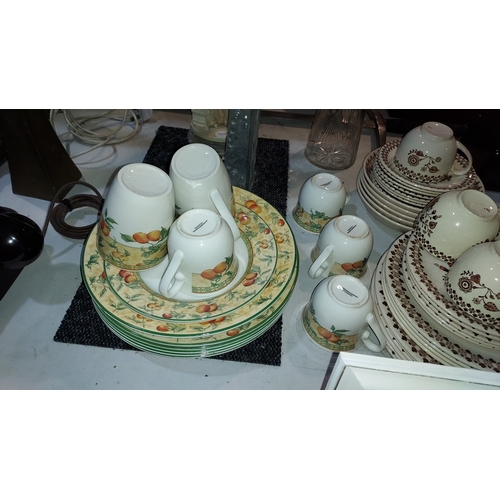 510 - 2 Part Tea Sets, 1 Is Johnson Bros. Staffordshire Old Granite, Jamestown. 1 Is Valencia