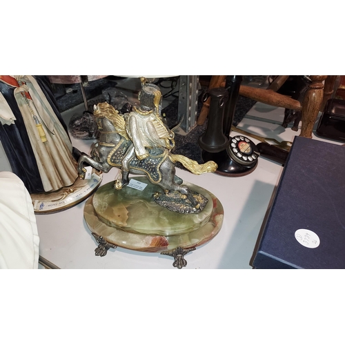 531 - Giuseppe Vasari Bronze Limited Edition 236/400 Cavalier On Horseback Figurine On Double Stepped Heav... 