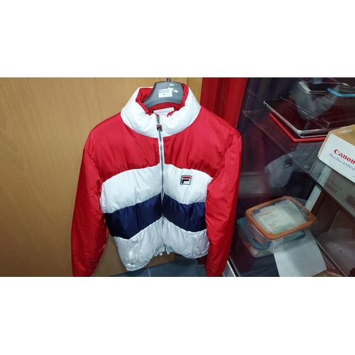 15 - Red And White Fila Coat, Size Medium